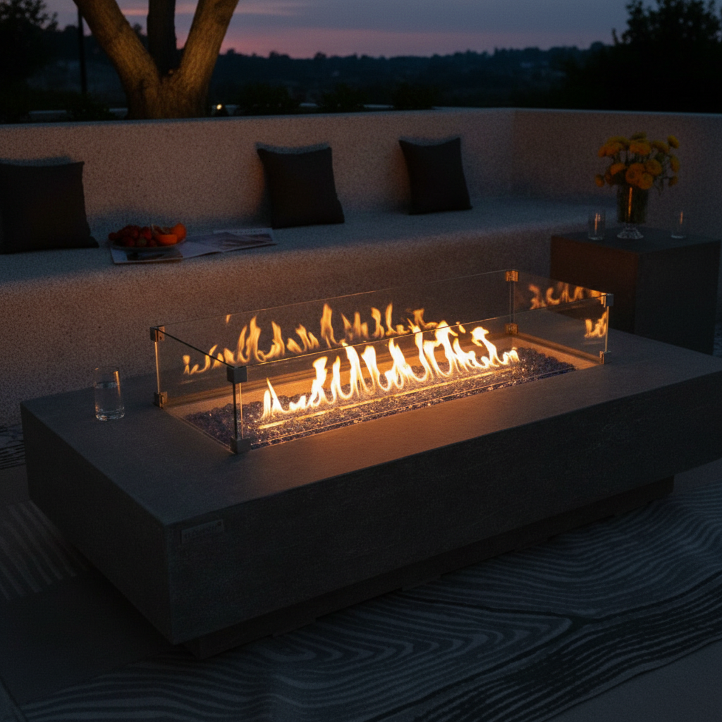 Elementi Plus, Riviera, Fire Table Light Grey, Concrete Outdoor, Propane / Natural Gas