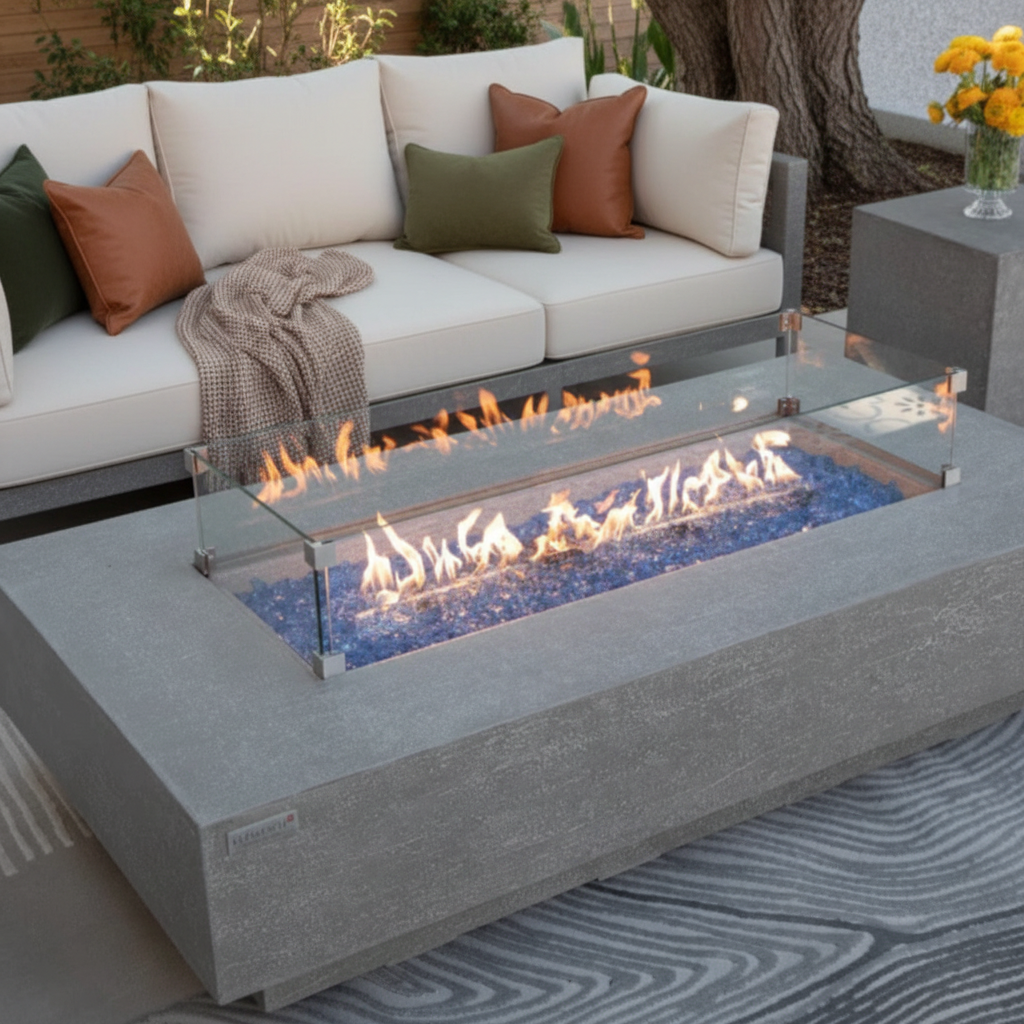 Elementi Plus, Riviera, Fire Table Light Grey, Concrete Outdoor, Propane / Natural Gas
