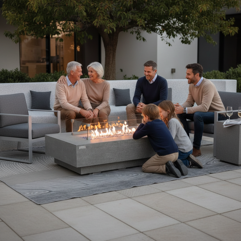 Elementi Plus, Riviera, Fire Table Light Grey, Concrete Outdoor, Propane / Natural Gas