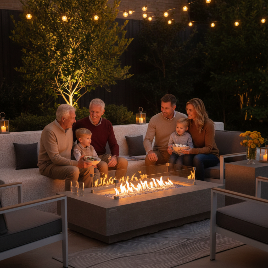 Elementi Plus, Riviera, Fire Table Light Grey, Concrete Outdoor, Propane / Natural Gas