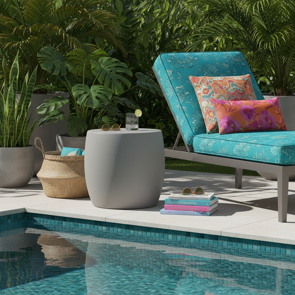 Elementi, Ikaria Cobble Side Table, Space Grey Outdoor/Indoor