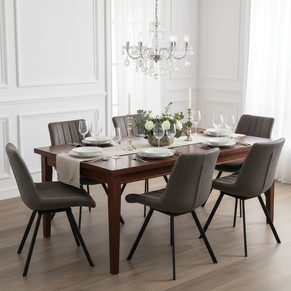 Malmo Coffee Swivel Dining Chair | Modern Scandi Fabric Dining Seat