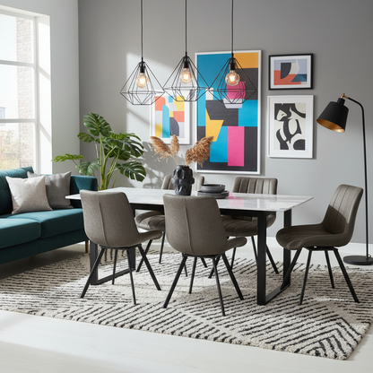 Malmo Coffee Swivel Dining Chair | Modern Scandi Fabric Dining Seat