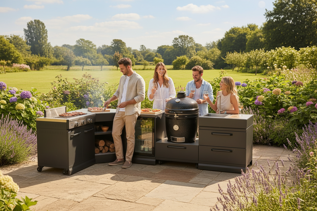GRLLR Connect L-Shaped Outdoor Kitchen Lifestyle
