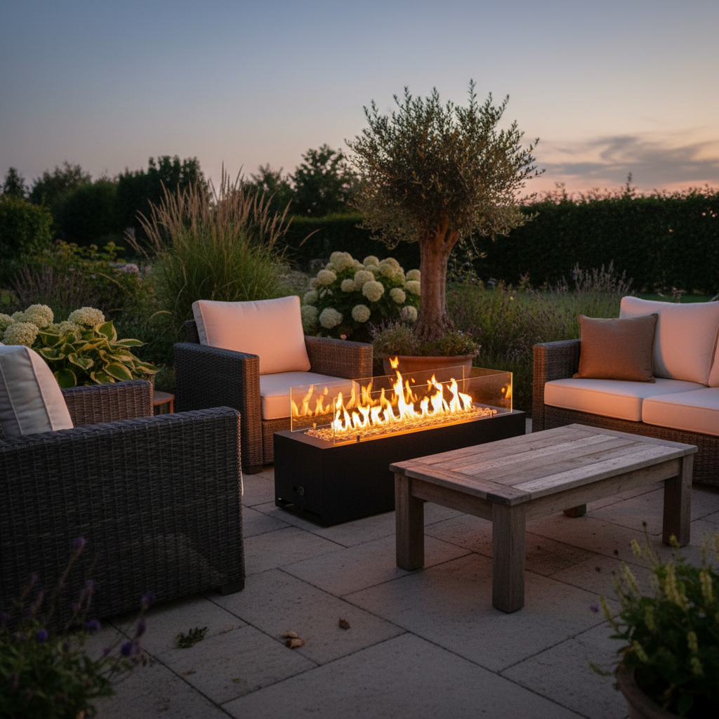 Planika Galio Black Manual Outdoor Gas Fireplace – Corten Steel