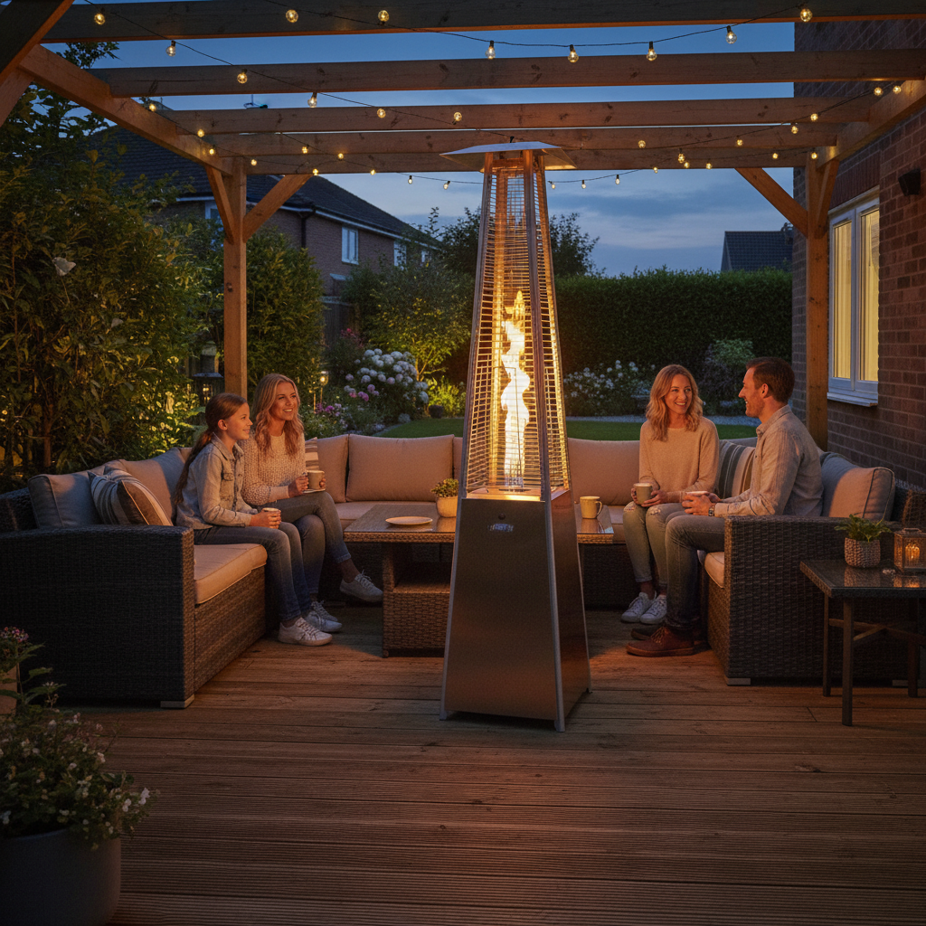 Lifestyle, Tahiti 11, Pyramid Flame Gas Patio Heater, Stainless Steel