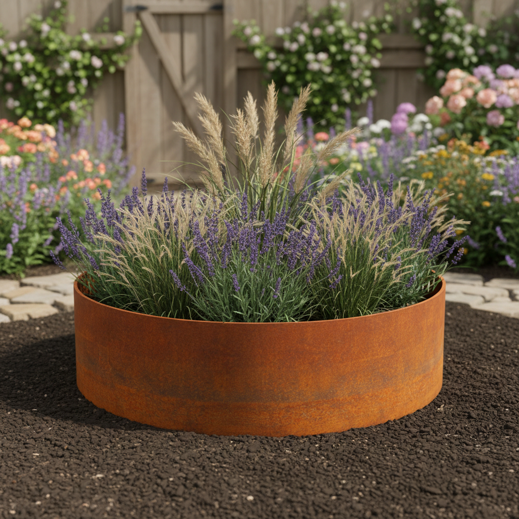 Hampton Corten Steel Bottomless Cylindrical Planter
