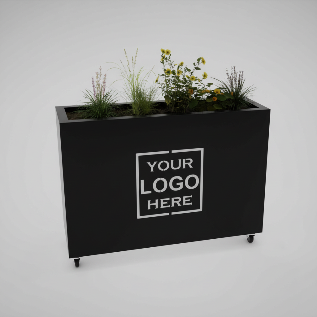 Custom Branded Café Barrier Planter Powder Coated Steel UK