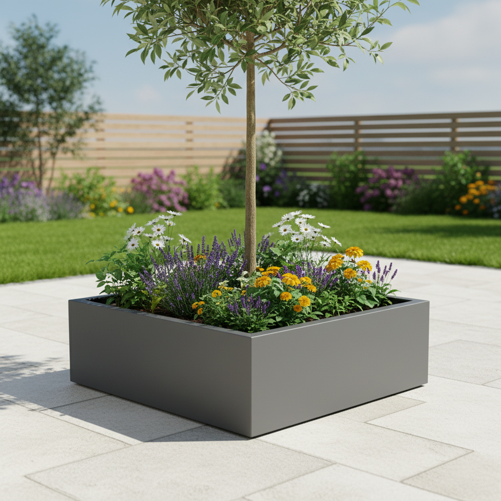 Arden Bottomless Cube Planter Powder Coated Steel Garden