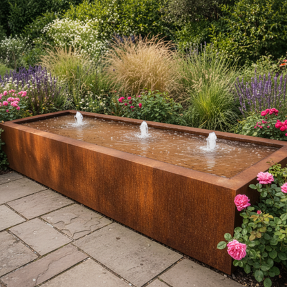 Rectangle Corten Steel Water Table – Handmade in Britain
