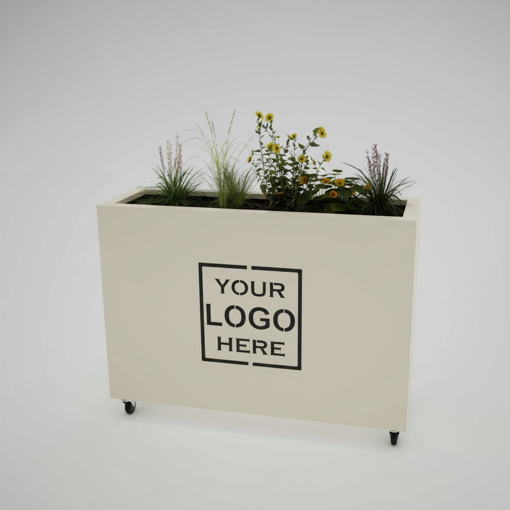 Custom Branded Café Barrier Planter Powder Coated Steel UK