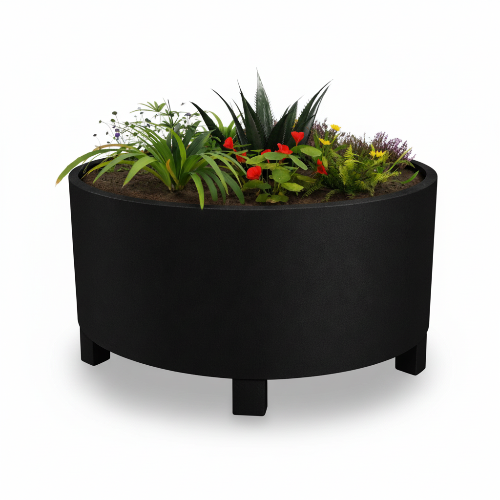 Henley Cylindrical Steel Planter Garden Planter UK With Feet