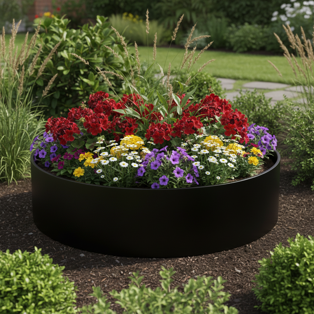 Hampton Cylindrical Steel Planter Bottomless Garden UK