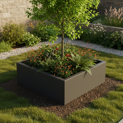 Arden Bottomless Cube Planter Powder Coated Steel Garden
