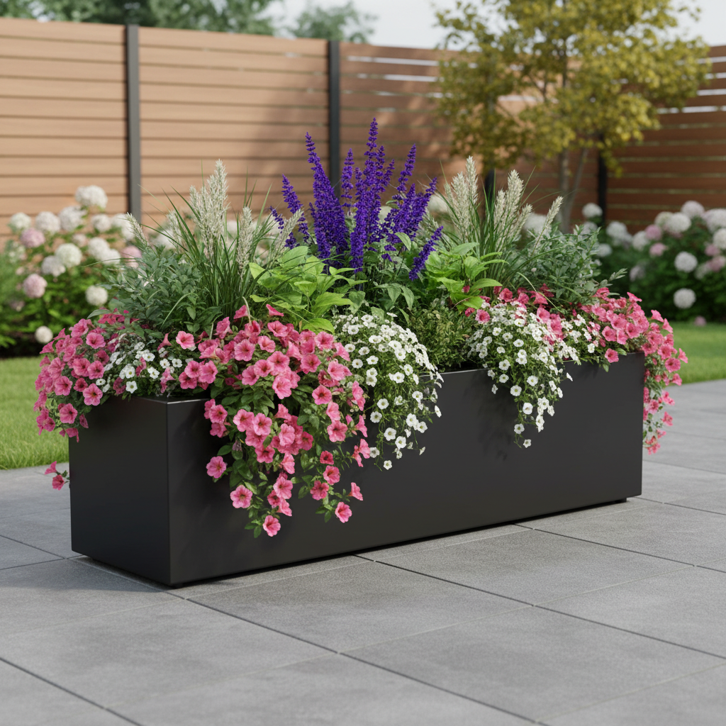 Arden Trough Planter Powder Coated Steel Handmade UK
