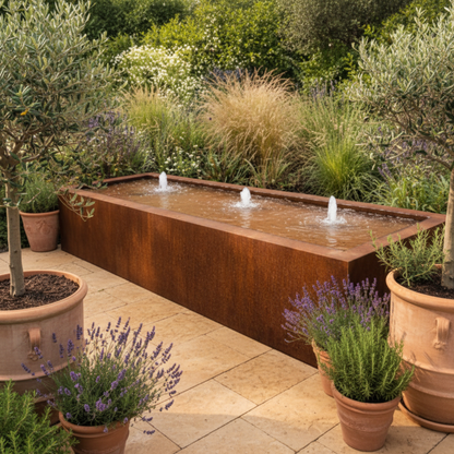 Rectangle Corten Steel Water Table – Handmade in Britain