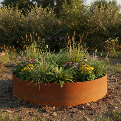 Hampton Corten Steel Bottomless Cylindrical Planter