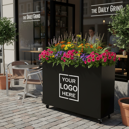 Custom Branded Café Barrier Planter Powder Coated Steel UK