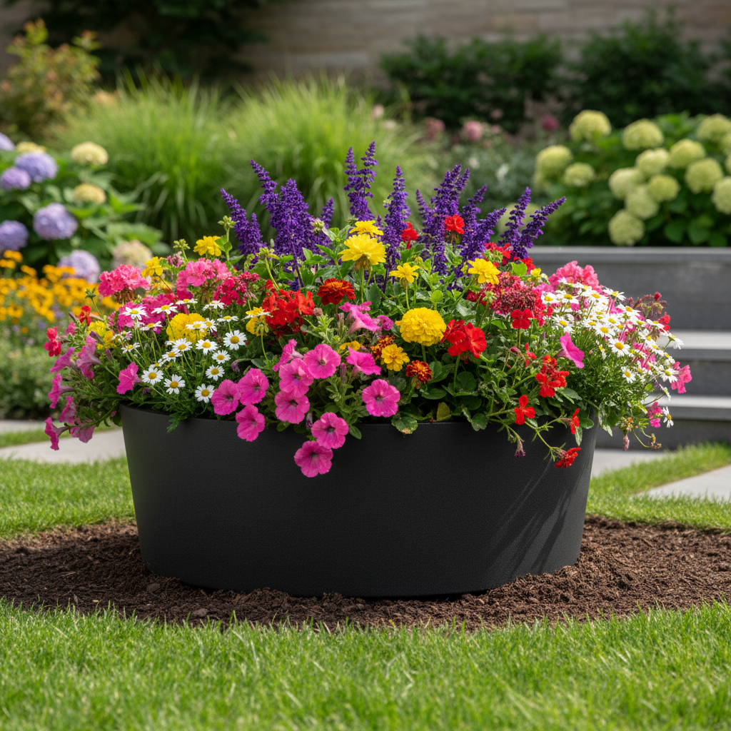 Henley Cylindrical Raised Bed Steel Planter UK Garden