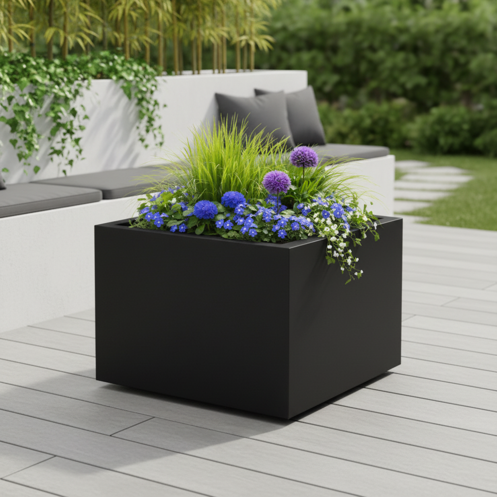 Arden Cube Planter Powder Coated Steel Garden Planter UK