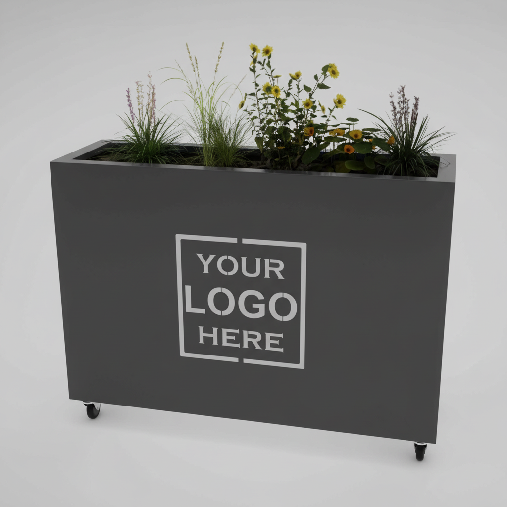 Custom Branded Café Barrier Planter Powder Coated Steel UK