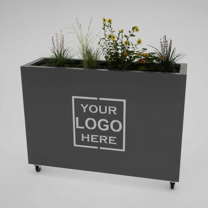 Custom Branded Café Barrier Planter Powder Coated Steel UK