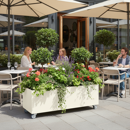 Café Trough Planter with Castors Mobile Steel Planter UK