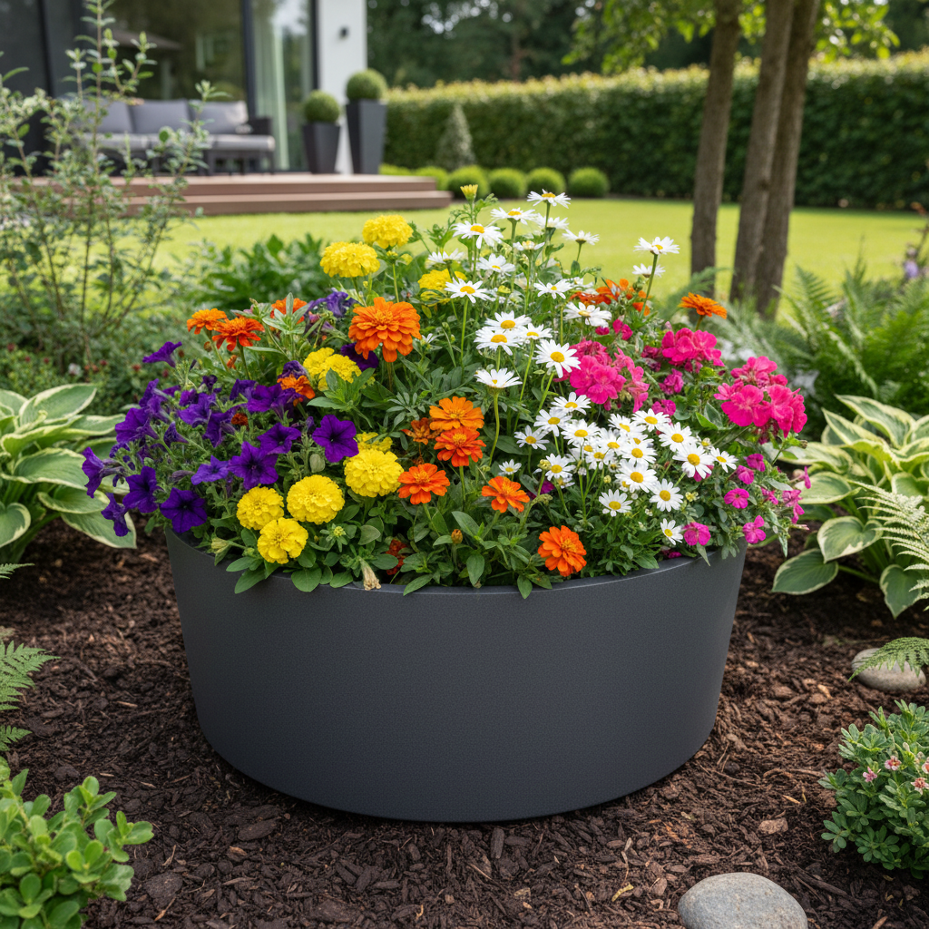 Henley Cylindrical Raised Bed Steel Planter UK Garden