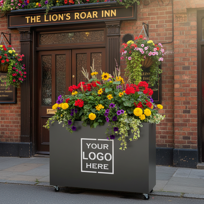 Custom Branded Café Barrier Planter Powder Coated Steel UK
