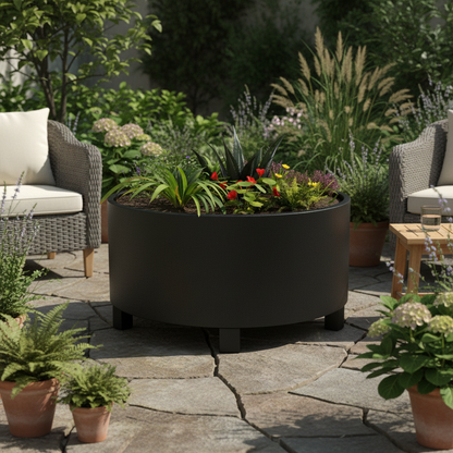 Henley Cylindrical Steel Planter Garden Planter UK With Feet