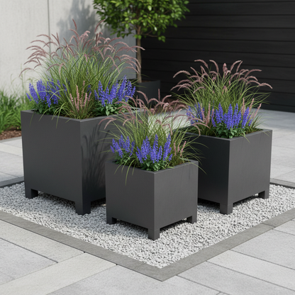 Arden Cube Planter with Feet Powder Coated Steel UK