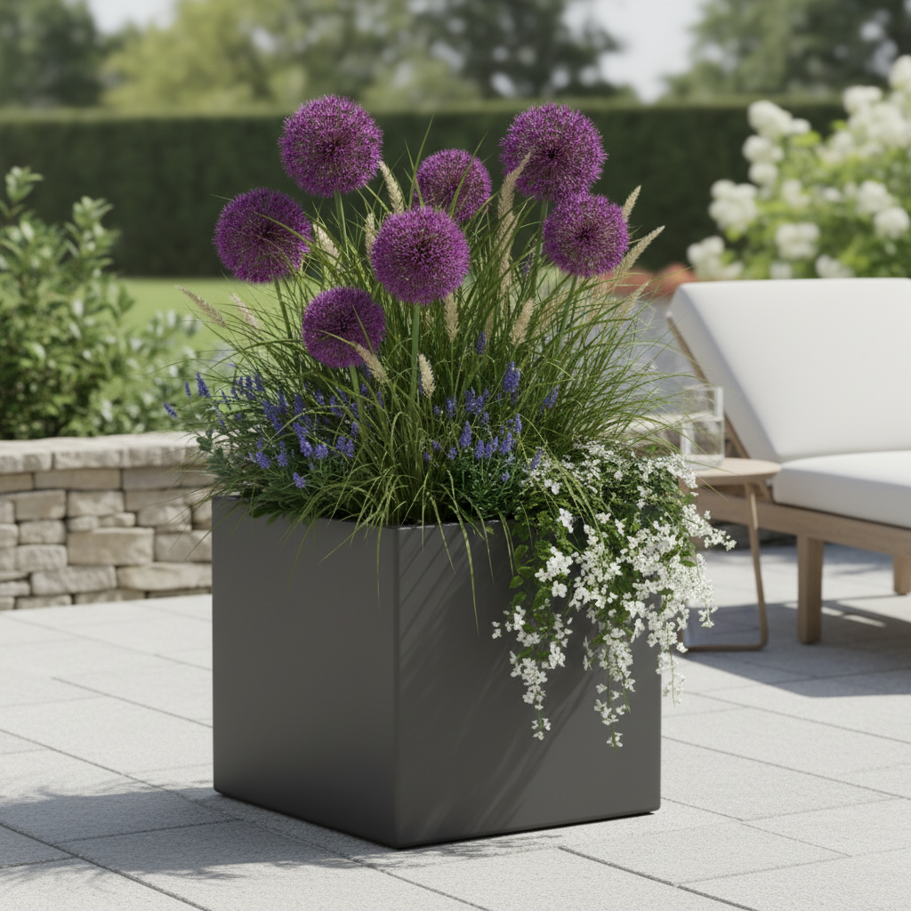 Arden Cube Planter Powder Coated Steel Garden Planter UK