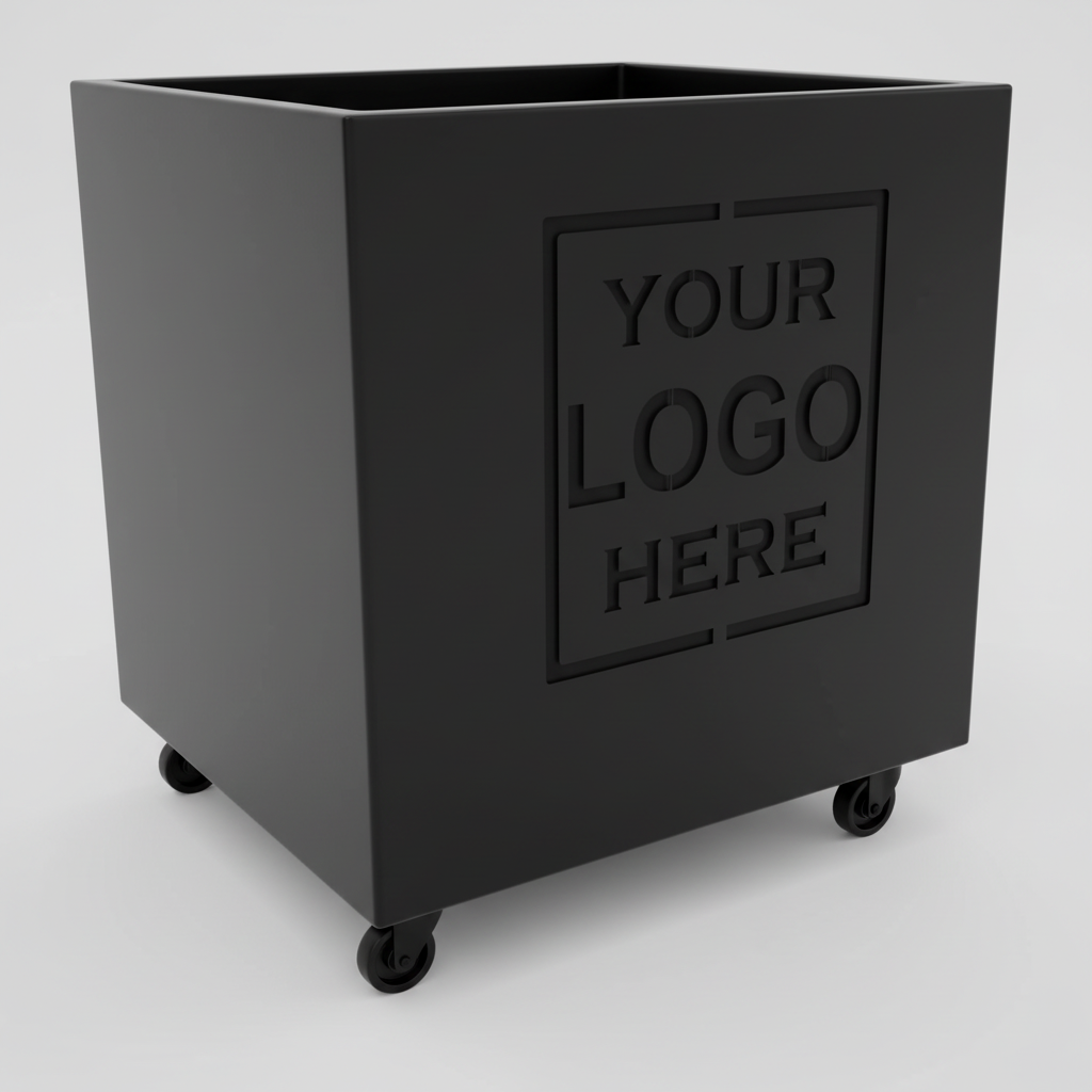 Custom Branded Cube Steel Cafe Barrier Planter