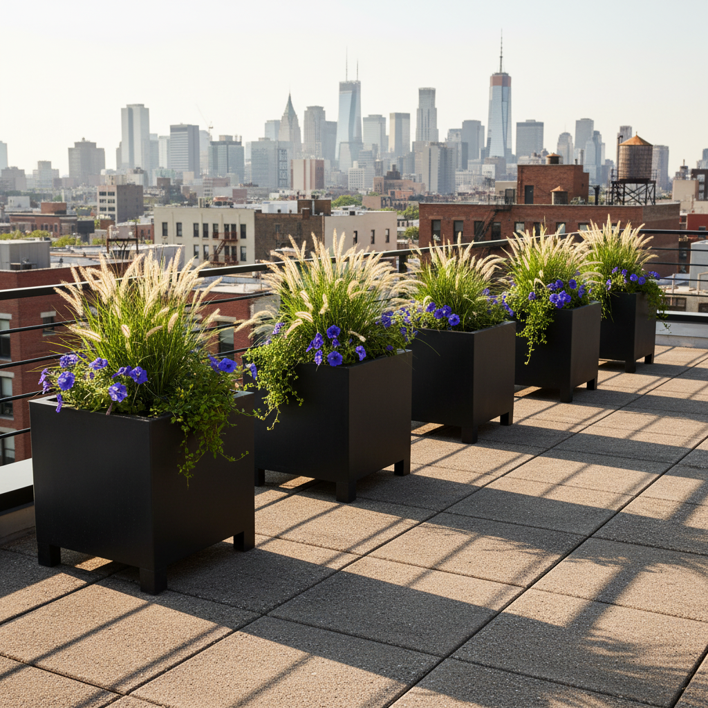 Arden Cube Planter with Feet Powder Coated Steel UK