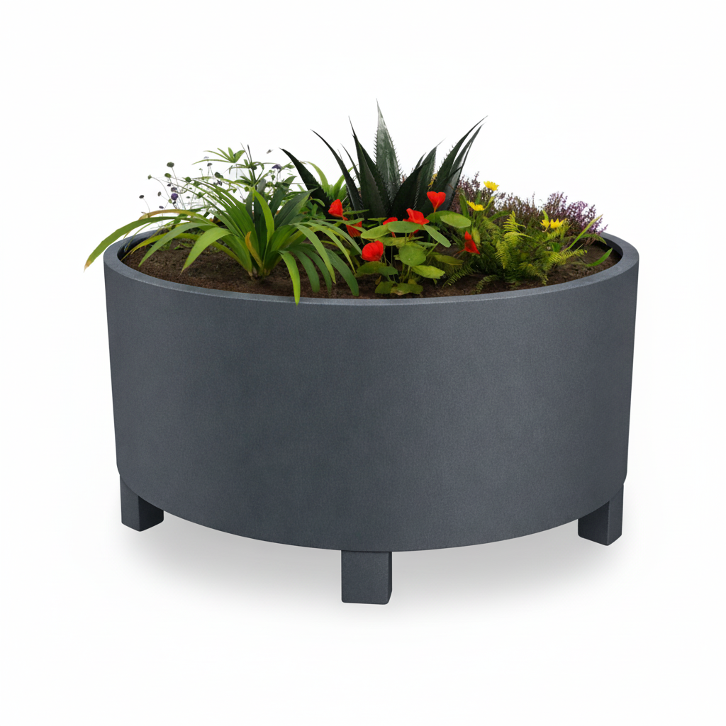Henley Cylindrical Steel Planter Garden Planter UK With Feet
