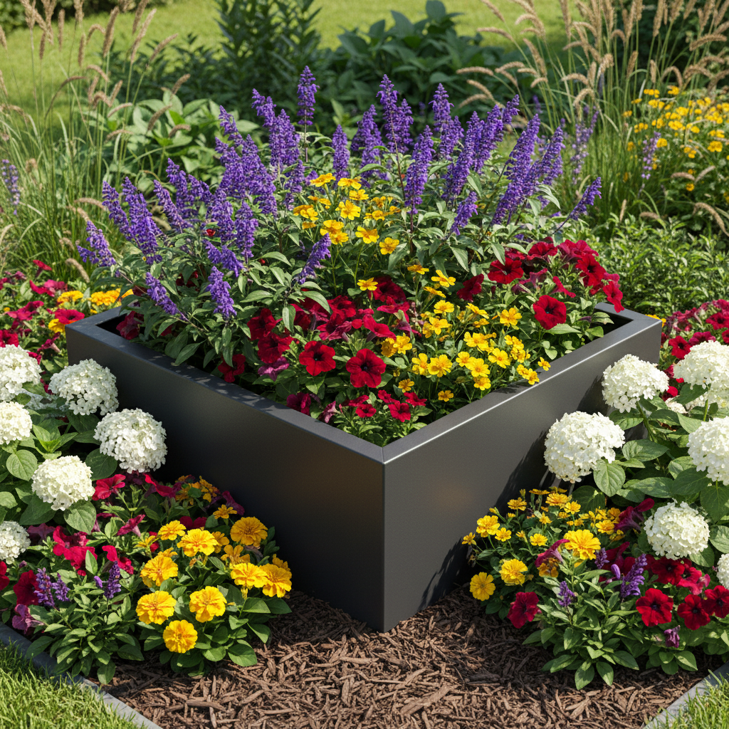 Arden Bottomless Cube Planter Powder Coated Steel Garden