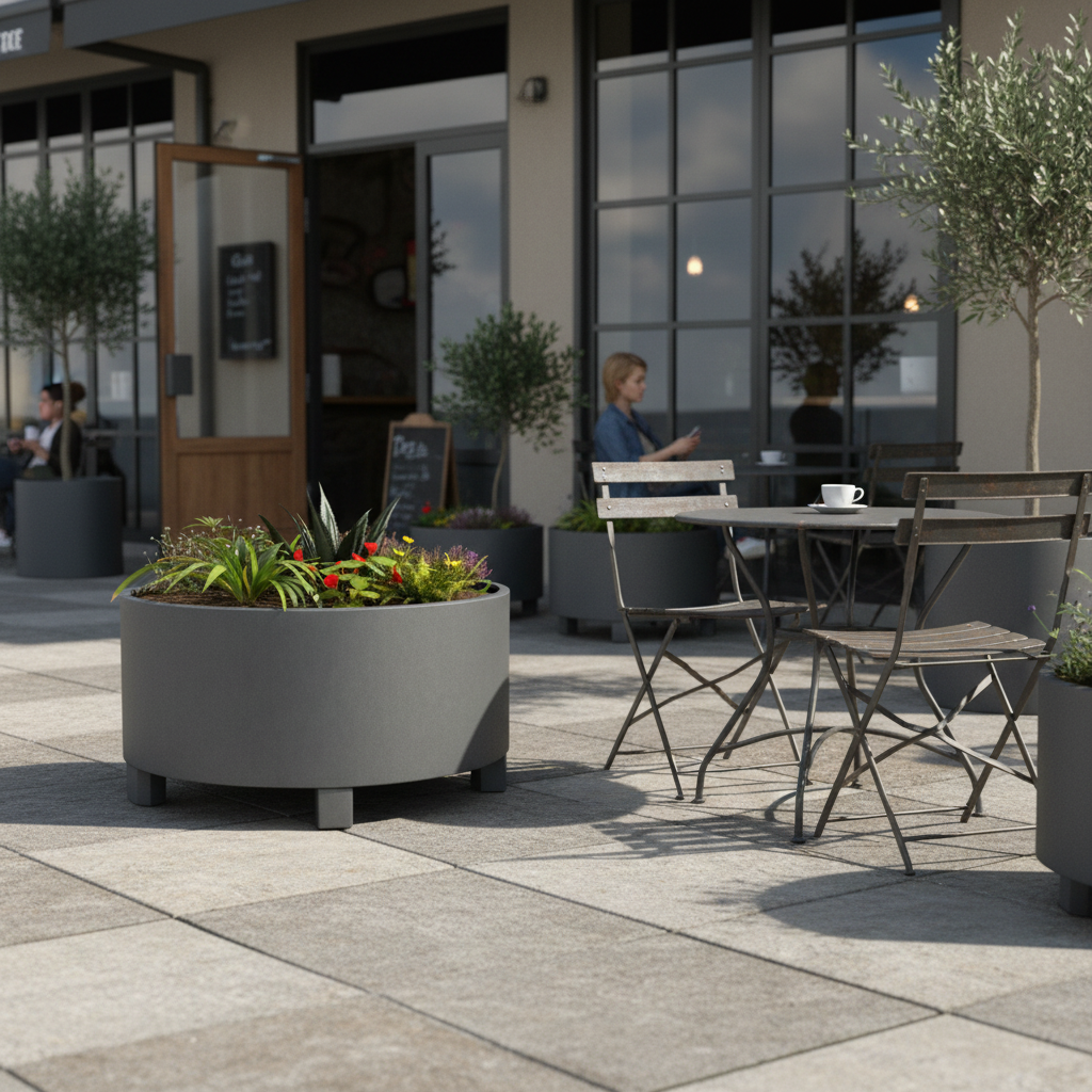 Henley Cylindrical Steel Planter Garden Planter UK With Feet