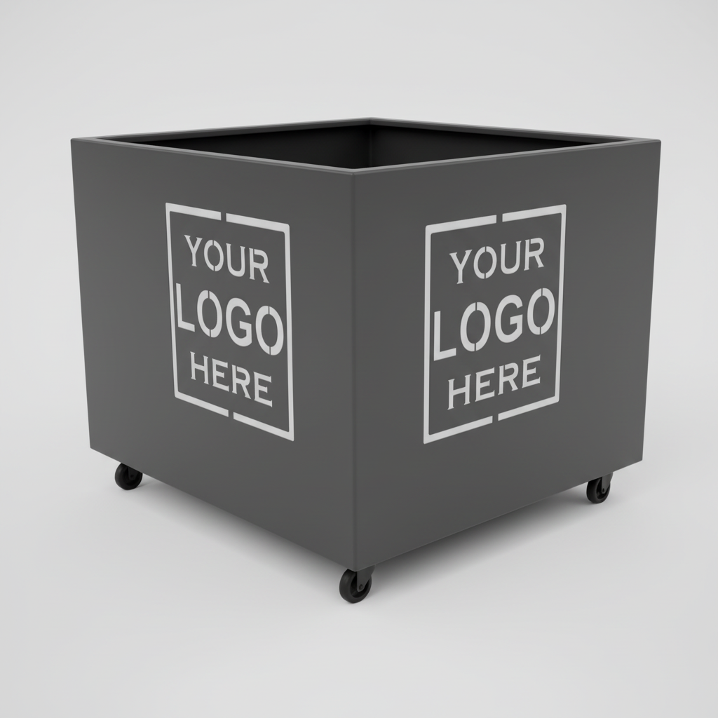 Custom Branded Cube Steel Cafe Barrier Planter