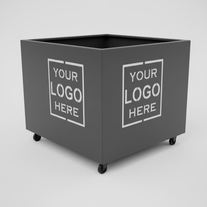 Custom Branded Cube Steel Cafe Barrier Planter