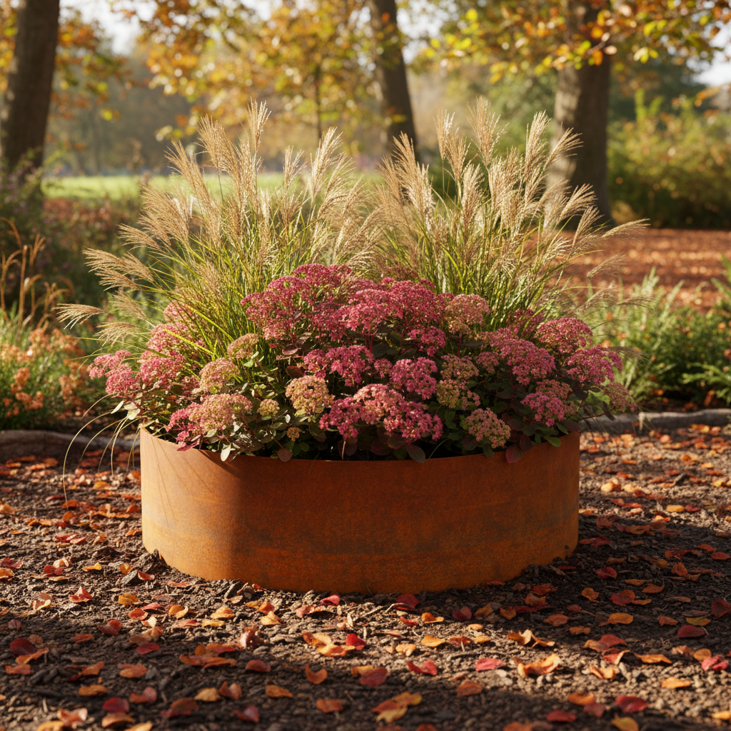 Hampton Corten Steel Bottomless Cylindrical Planter
