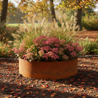 Hampton Corten Steel Bottomless Cylindrical Planter