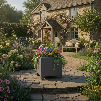 Arden Cube Planter with Feet Powder Coated Steel UK