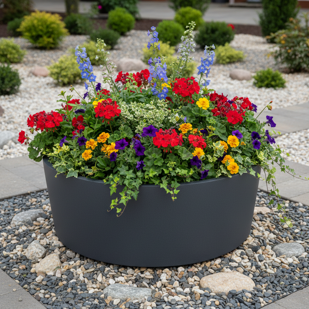 Henley Cylindrical Raised Bed Steel Planter UK Garden