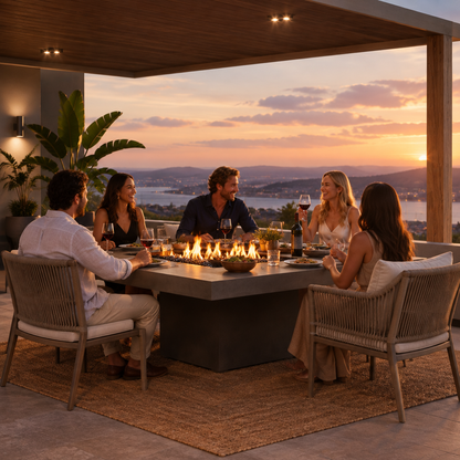 EcoSmart Gin 90 Dining Fire Pit Table with Long Lasting Flame | Bioethanol Flame & Gas Burner Options