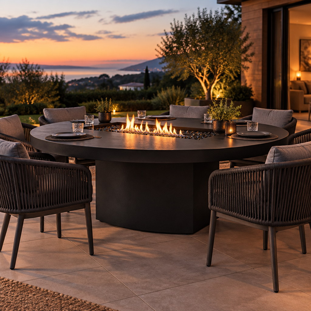 EcoSmart Gin 90 Dining Fire Pit Table with Long Lasting Flame | Bioethanol Flame & Gas Burner Options
