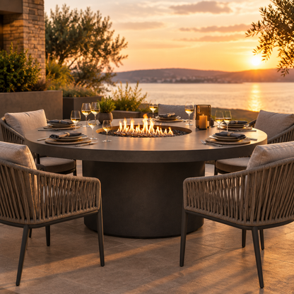 EcoSmart Gin 90 Dining Fire Pit Table with Long Lasting Flame | Bioethanol Flame & Gas Burner Options