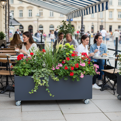 Café Trough Planter with Castors Mobile Steel Planter UK