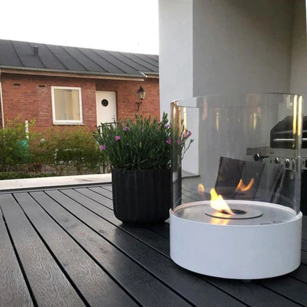 Scandiflames Southwark White Round Tabletop Bioethanol Fireplace 3L Burner