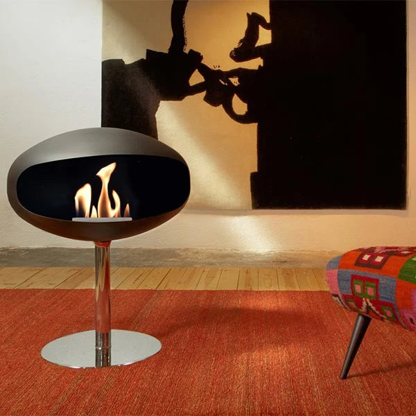 Cocoon Pedestal Bioethanol Fireplace Matte Black