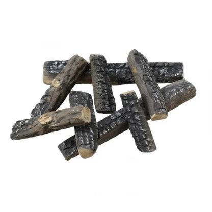 8-Piece Ceramic Wood Decoration for Bioethanol Fireplaces